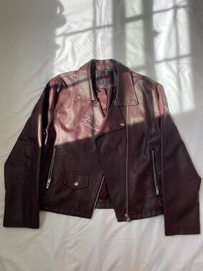 Olivia Miller Deep Burgundy Faux Leather Moto Jacket